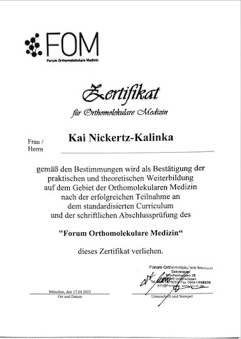 Orthomolekulare Medizin Kai Nickertz-Kalinka