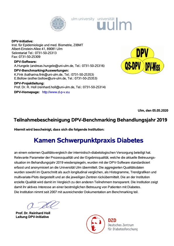 Teilnahmebescheinigung DPV-Benchmark