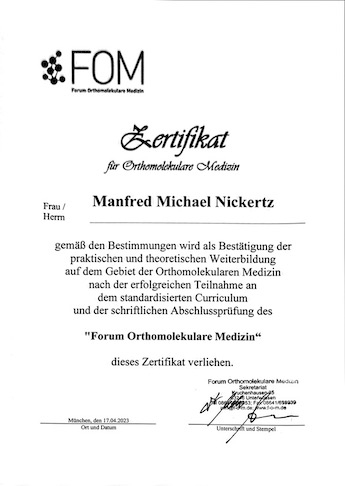 Orthomolekulare Medizin M. M. Nickertz