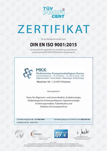 TÜV Profi Zertifikat DIN EN ISO 9001:2015